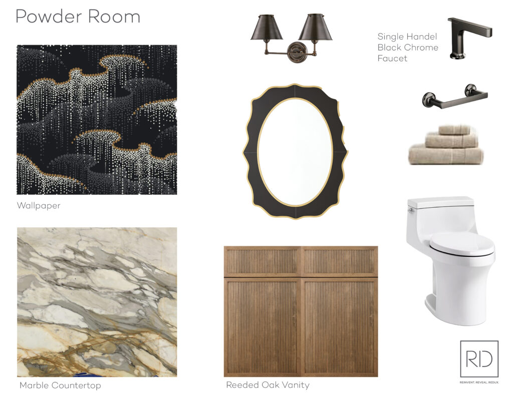 Full Service Interior Design Powder Room Mood Board